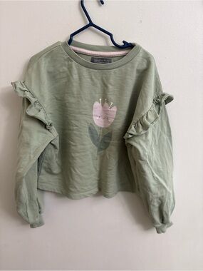 Souris mini Sage Green Floral Ruffle Sweatshirt 6 years
